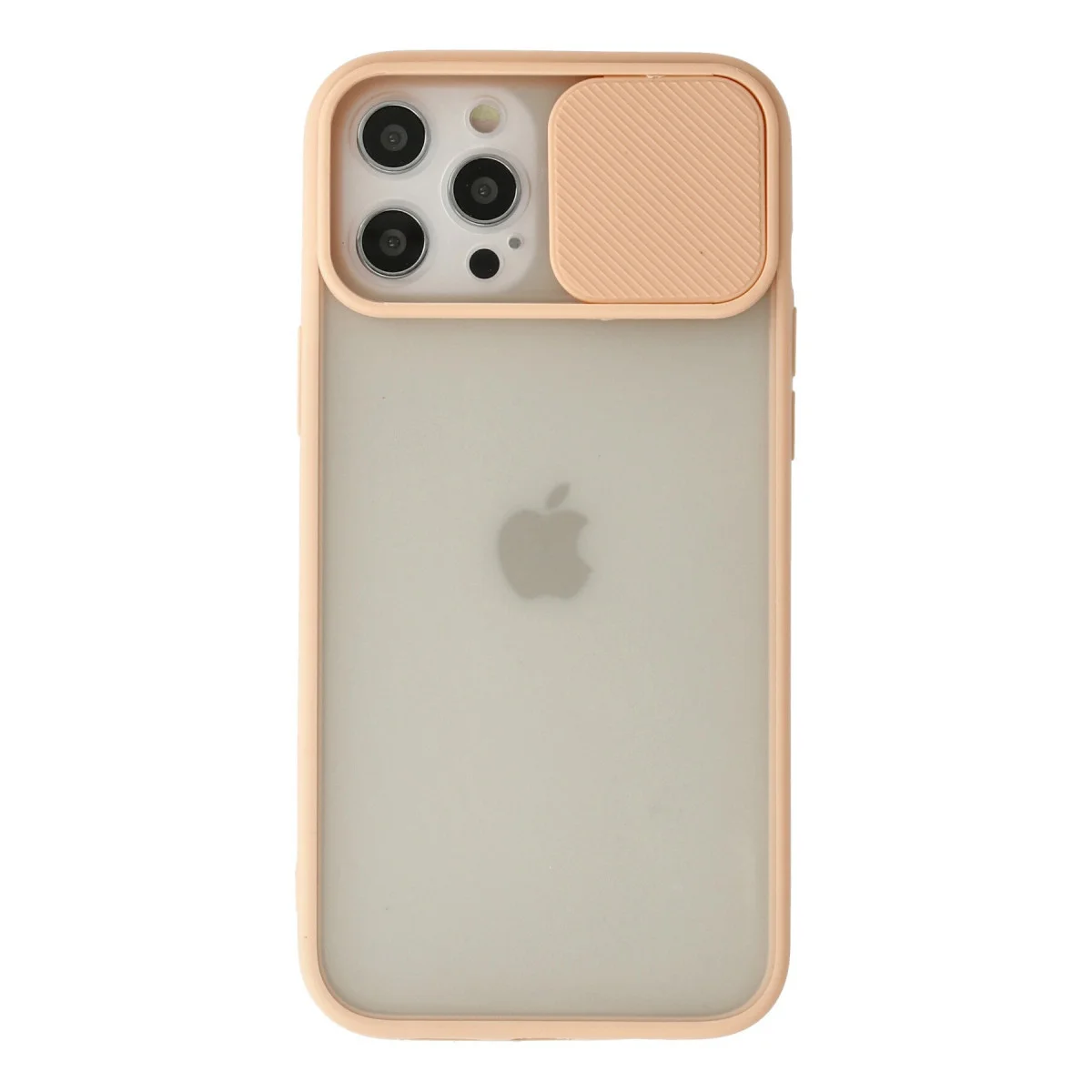 iPhone 12 Pro Max Buzlu Kamera Sürgülü Silikon Kılıf Pembe
