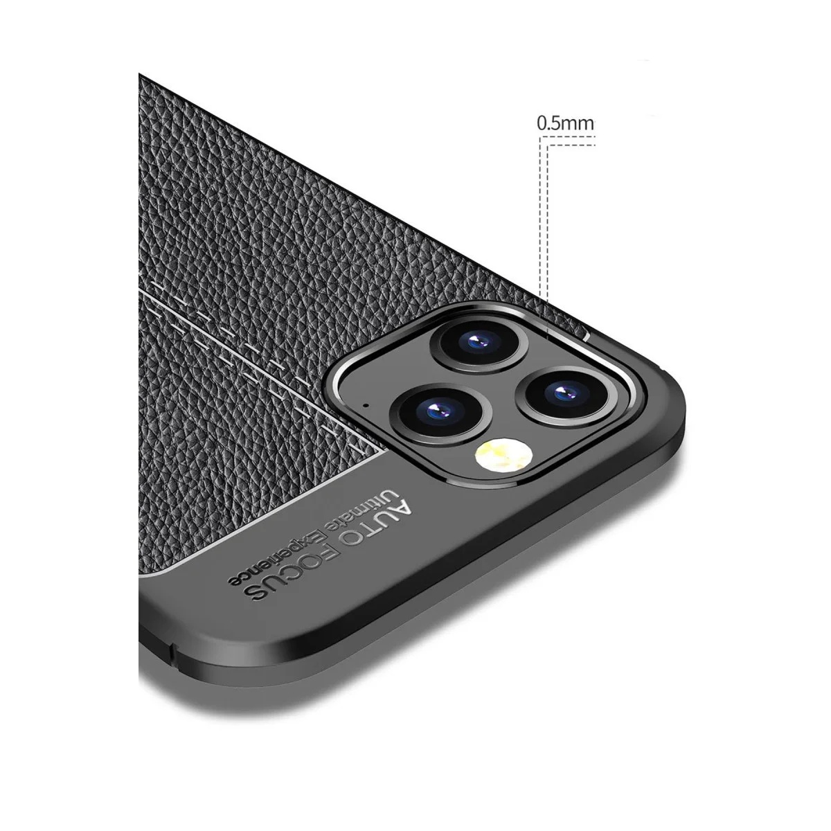 iPhone 12 Pro Max Deri Dokulu TPU Kılıf - Kırmızı Auto Focus