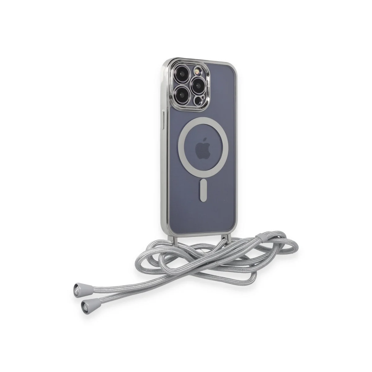 iPhone 12 Pro Max Divo Lazer Askılı Magsafe Kapak - Gümüş