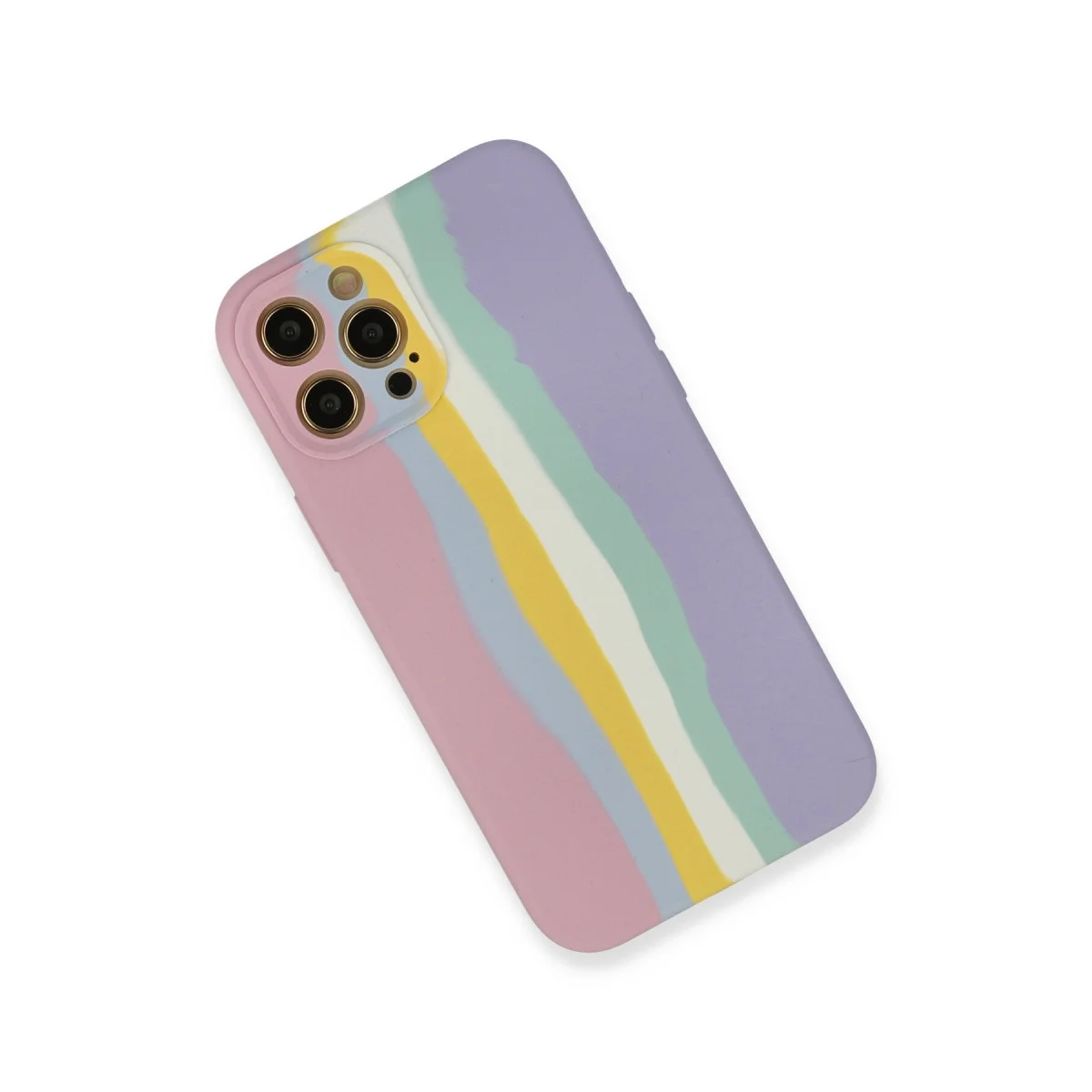 iPhone 12 Pro Max Ebruli Lansman Silikon Kılıf - Pembe-Lila