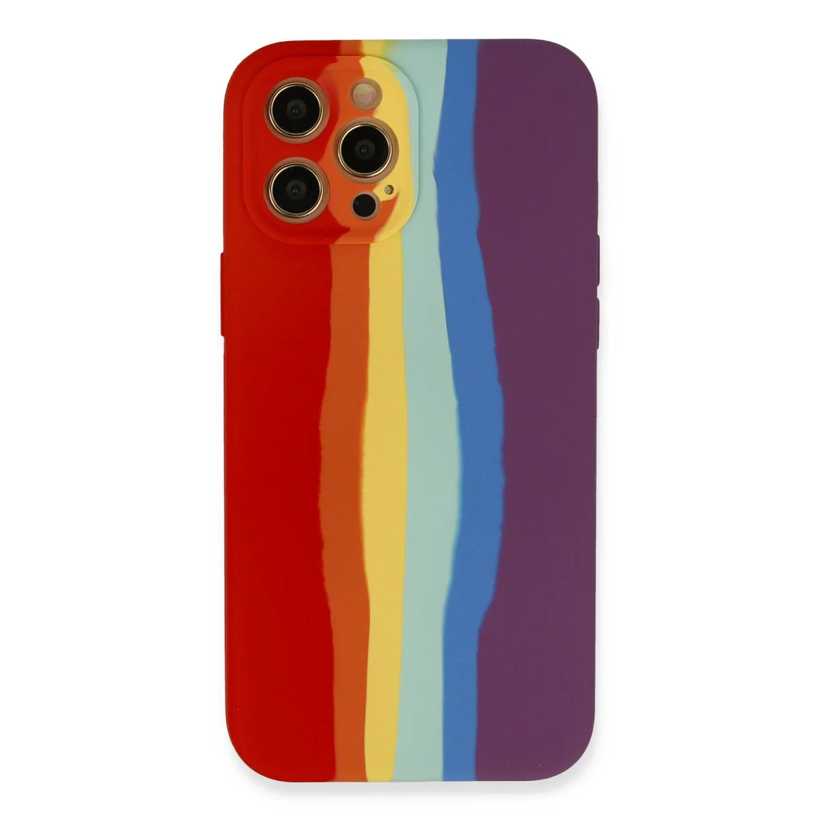 iPhone 12 Pro Max Ebruli Lansman Silikon Kılıf - Kırmızı-Mor (Kadife İçi)