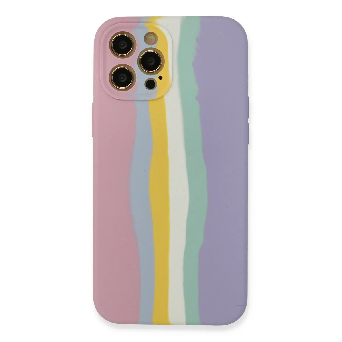 iPhone 12 Pro Max Ebruli Lansman Silikon Kılıf - Pembe-Lila
