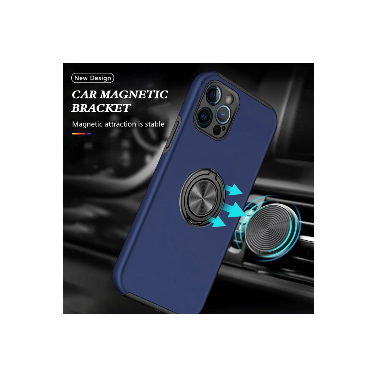 iPhone 12 Pro Max Elit Yüzüklü Kılıf - Magnetik Metal Yüzük ile %100 Uyumlu ve Korumalı