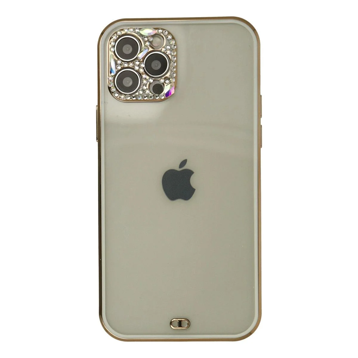 iPhone 12 Pro Max ile Uyumlu Liva Taşlı Silikon Kılıf - Beyaz | Elden Kaymaz Koruma