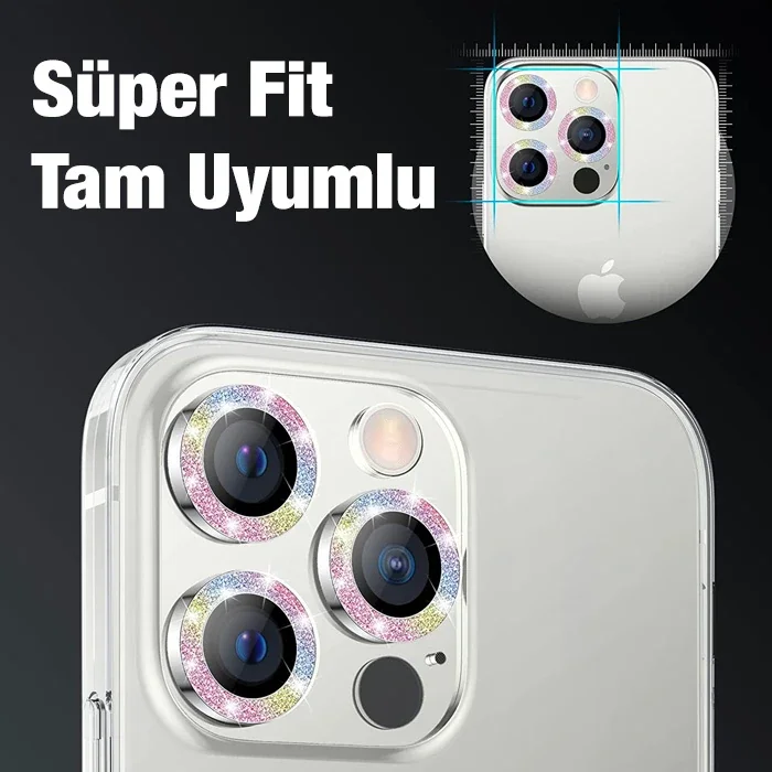 iPhone 12 Pro Max Kamera Lens Koruyucu 3D Metal Çerçeve – Çizilmez Temperli Cam
