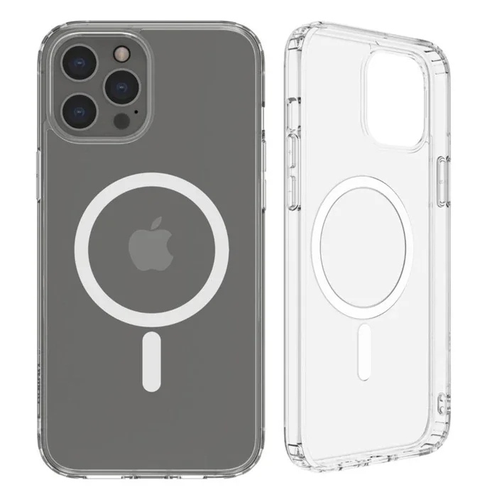 iPhone 12 Pro Max Kılıfı Magsafe Uyumlu Manyetik Şeffaf - Sararma Yapmaz