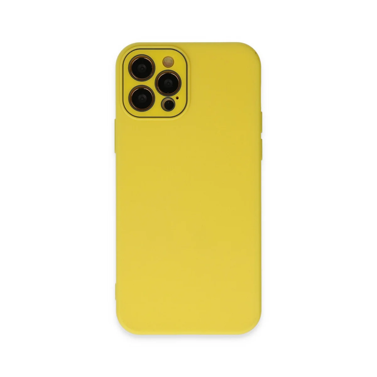 iPhone 12 Pro Max Kılıf Lansman Glass TPU Sarı - Mükemmel Koruma ve Dokunuş