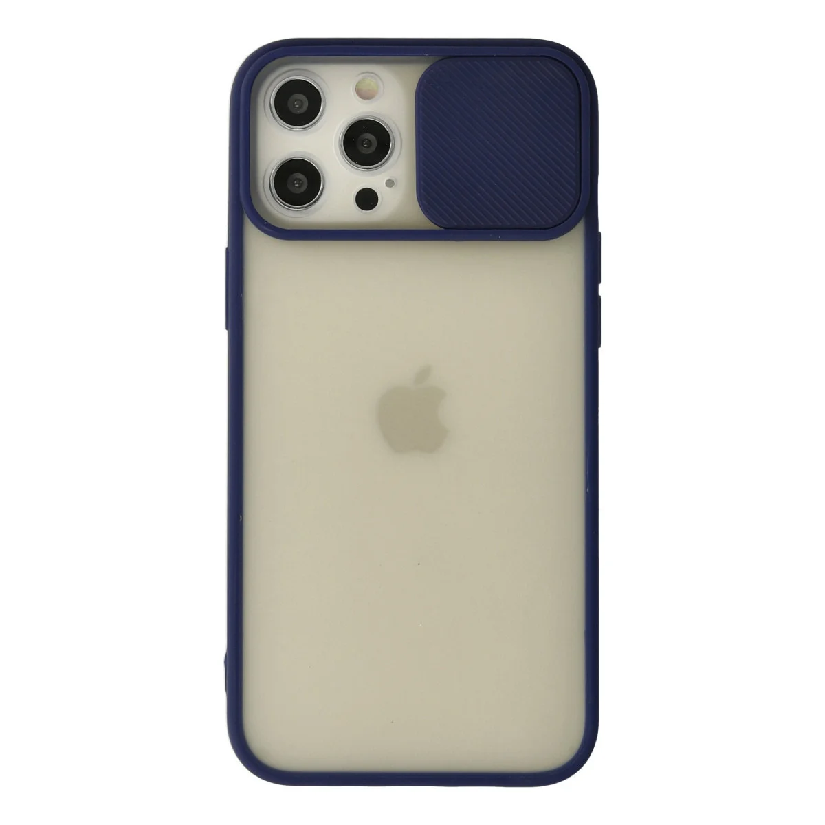 iPhone 12 Pro Max Kılıf - Palm Buzlu Kamera Sürgülü Silikon Kılıf - Lacivert