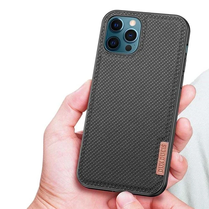 iPhone 12 Pro Max Kılıf Premium Dokuma Silikon Siyah - Darbeye Dayanıklı 5 Katmanlı Koruma