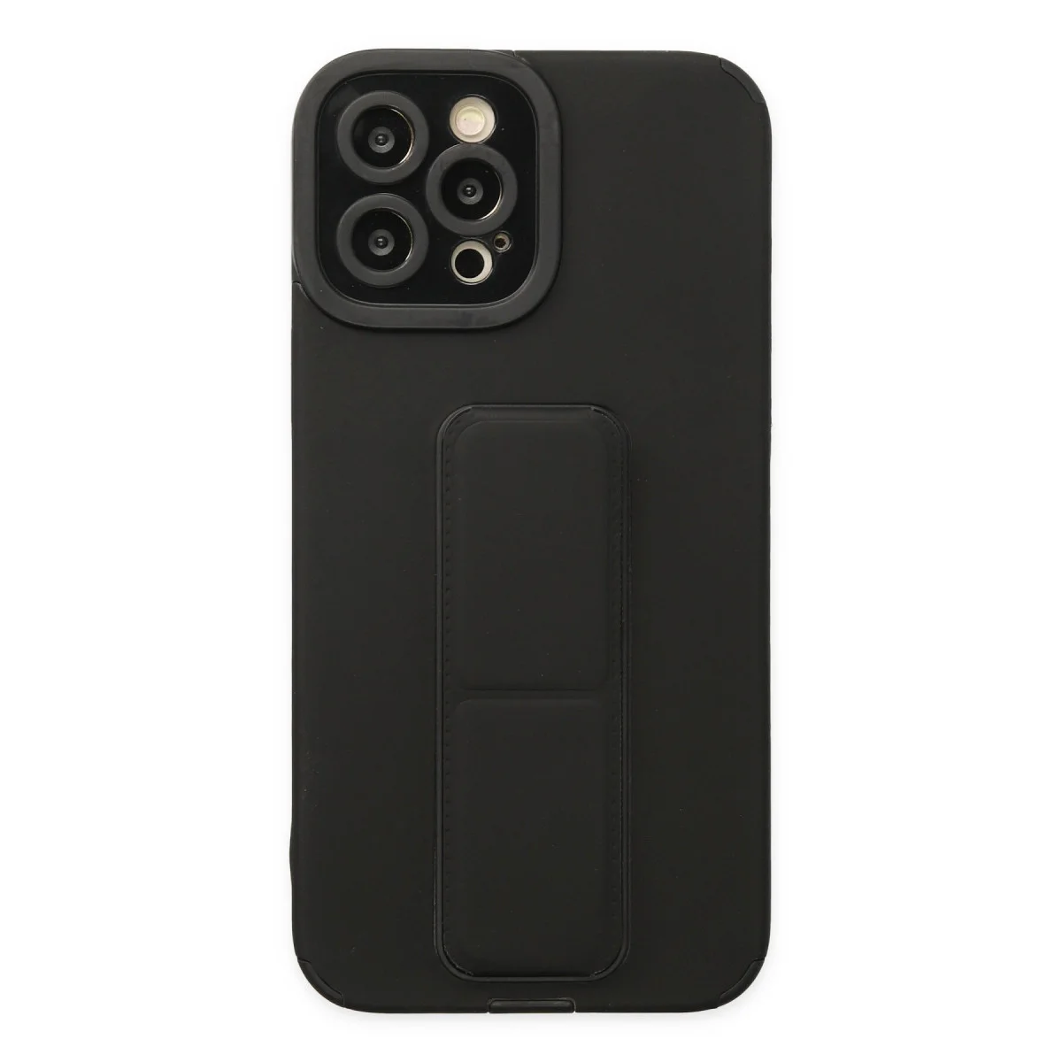 iPhone 12 Pro Max Kılıf Mega Standlı Silikon - Siyah