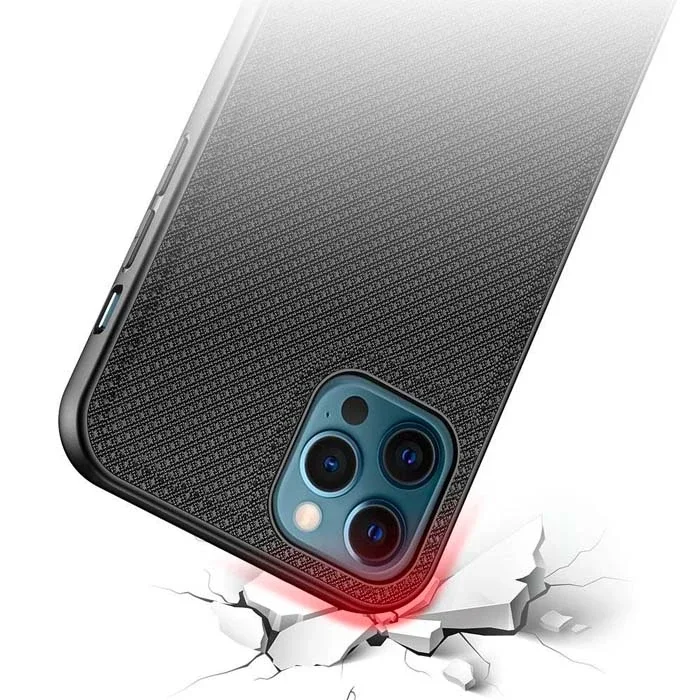 iPhone 12 Pro Max Kılıf Premium Dokuma Silikon Siyah - Darbeye Dayanıklı 5 Katmanlı Koruma