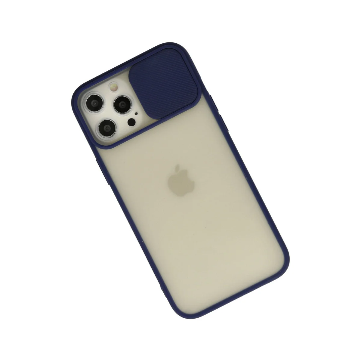 iPhone 12 Pro Max Kılıf - Palm Buzlu Kamera Sürgülü Silikon Kılıf - Lacivert