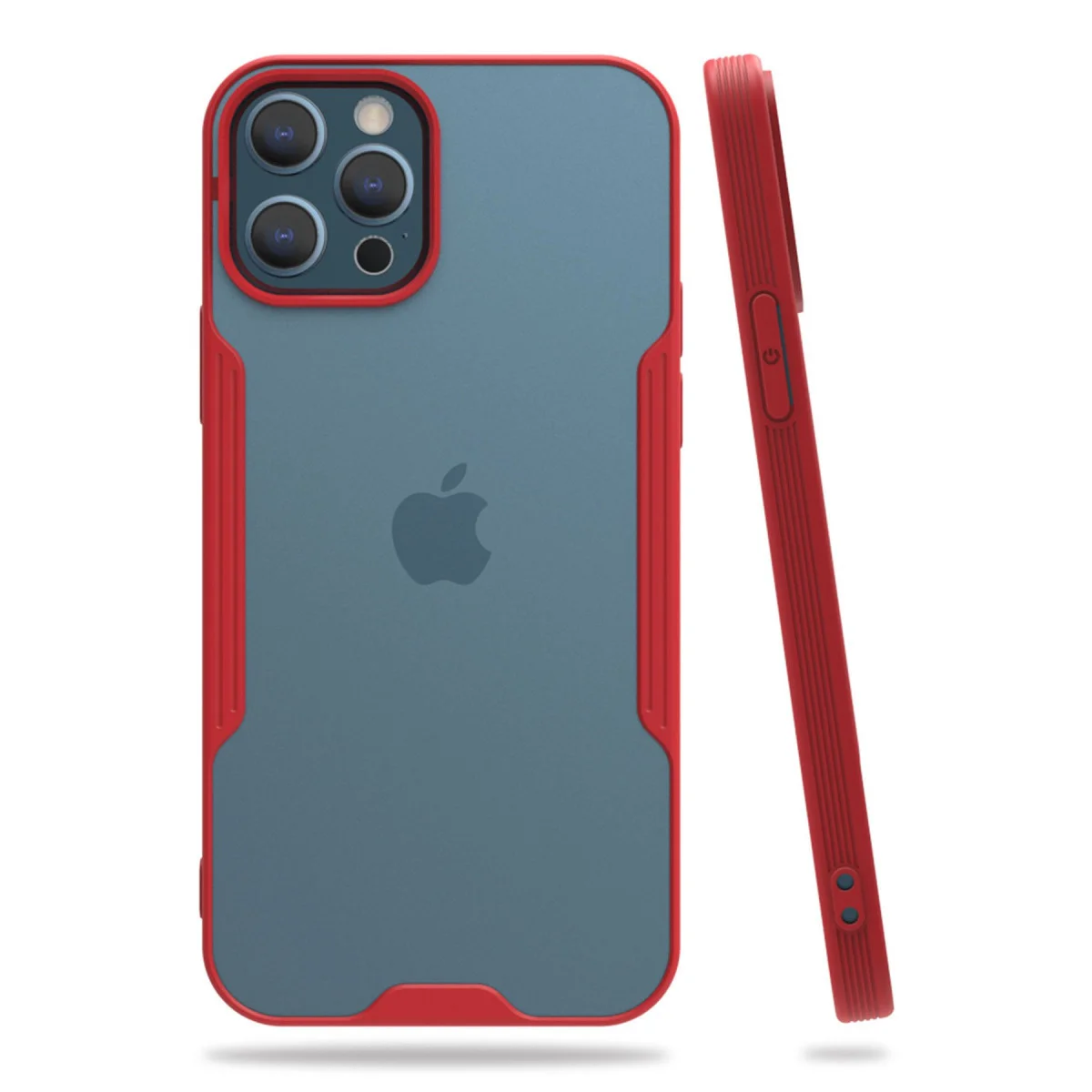 iPhone 12 Pro Max Kılıf Kırmızı Platin Silikon - TPU Fiber Karışımı Koruma