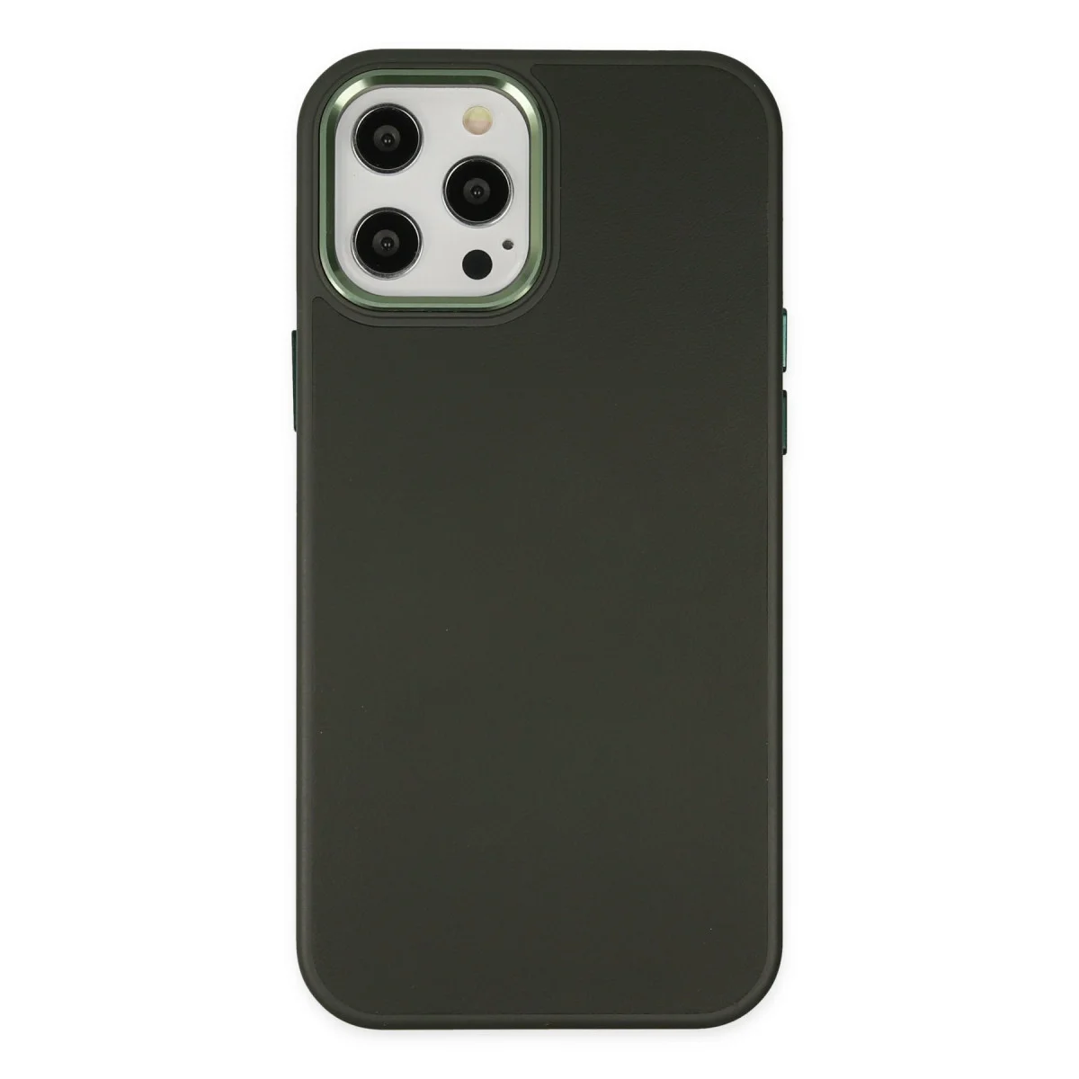 iPhone 12 Pro Max Kılıf Asya Deri Silikon - Koyu Yeşil