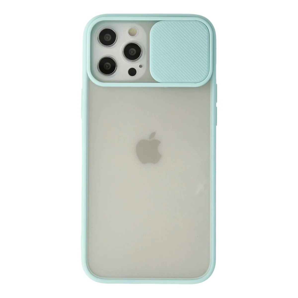 iPhone 12 Pro Max Kılıf Silikon Turkuaz - Kamera Koruma Sürgülü & Ultra İnce