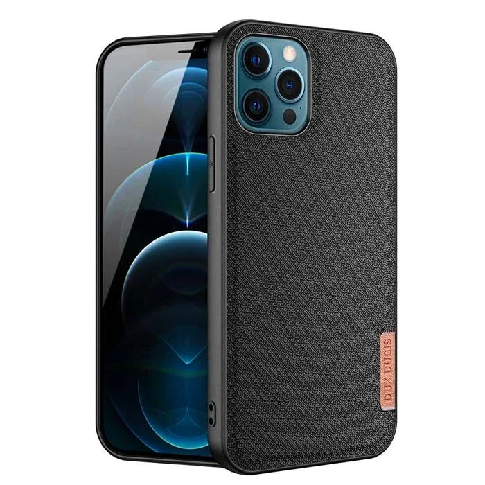 iPhone 12 Pro Max Kılıf Premium Dokuma Silikon Siyah - Darbeye Dayanıklı 5 Katmanlı Koruma