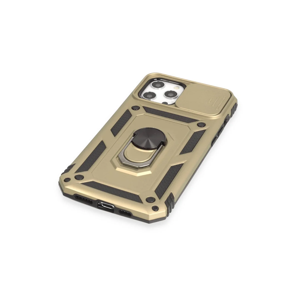 iPhone 12 Pro Max Lens Kılıflı Silikon Kılıf - Gold - Pars Serisi