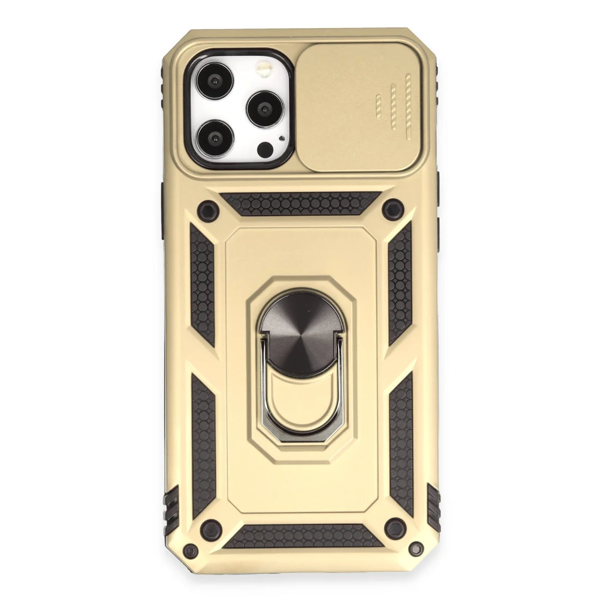 iPhone 12 Pro Max Lens Kılıflı Silikon Kılıf - Gold - Pars Serisi