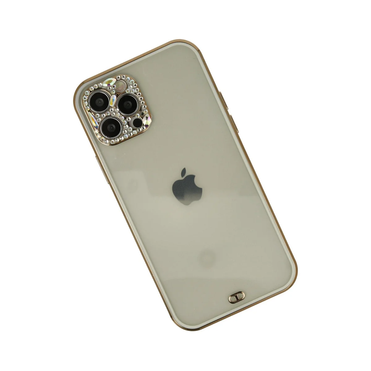 iPhone 12 Pro Max Liva Taşlı Silikon Kılıf - Beyaz & El Kaydırmaz