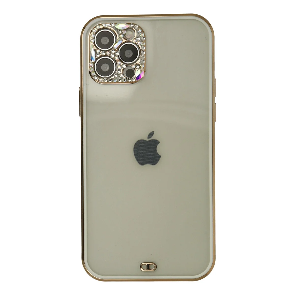 iPhone 12 Pro Max Liva Taşlı Silikon Kılıf - Beyaz & El Kaydırmaz