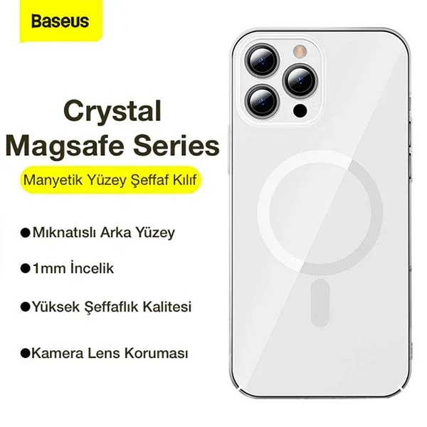 iPhone 12 Pro Max Magsafe Kılıf - Şeffaf Manyetik Şarj Uyumlu