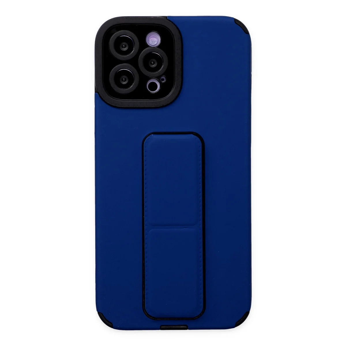 iPhone 12 Pro Max Mavi Mega Standlı Silikon Kılıf - Çekici ve Korumalı