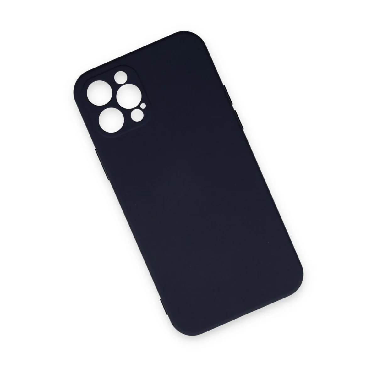 iPhone 12 Pro Max Nano İçi Kadife Silikon Kılıf - Lacivert (Ultra Şık)