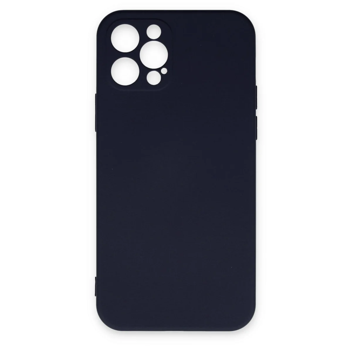 iPhone 12 Pro Max Nano İçi Kadife Silikon Kılıf - Lacivert (Ultra Şık)