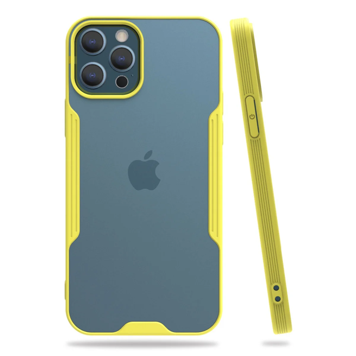 iPhone 12 Pro Max Platin Silikon Kılıf - TPU + Fiber Karışımı, Sarı