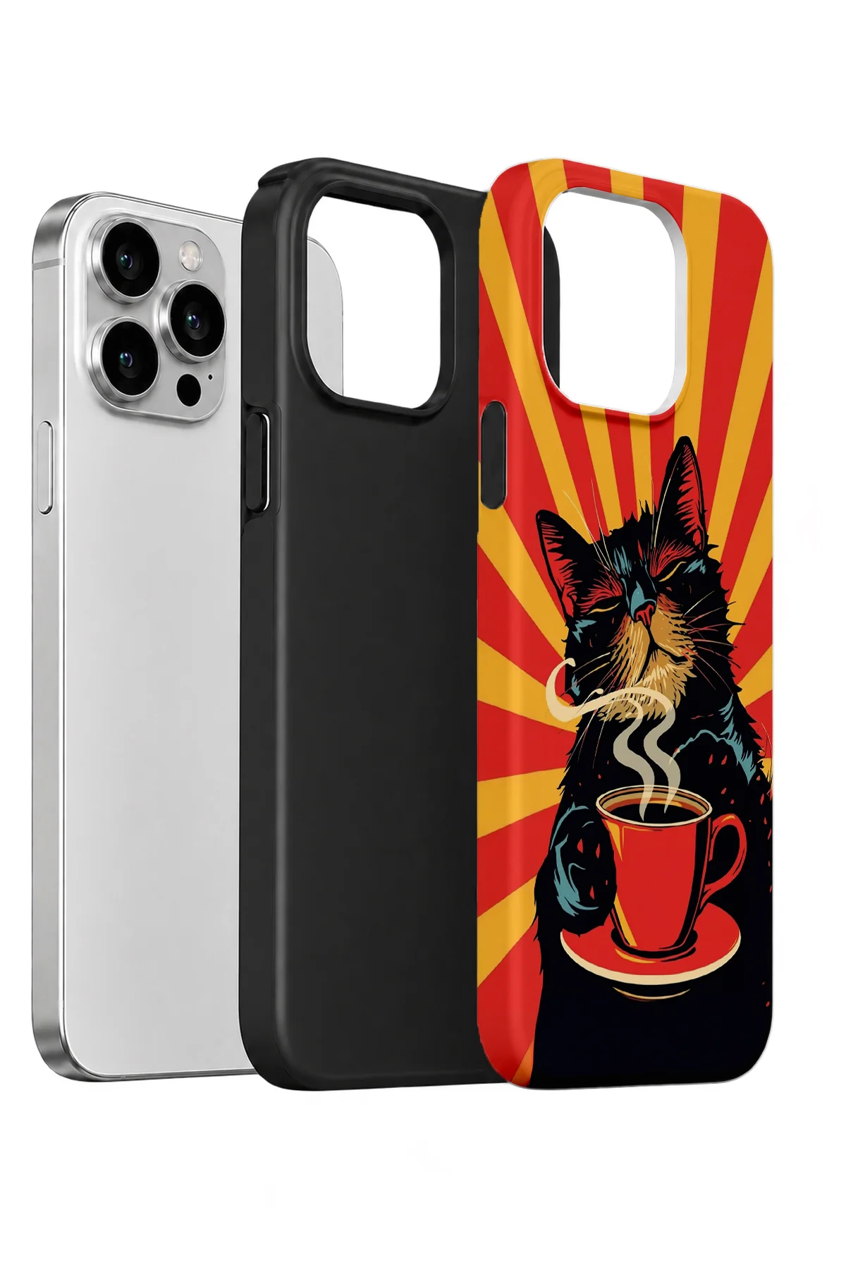 iPhone 12 Pro Max Vorian Çift Katmanlı Kahve Molası Kedi Kılıf - Görsel 2