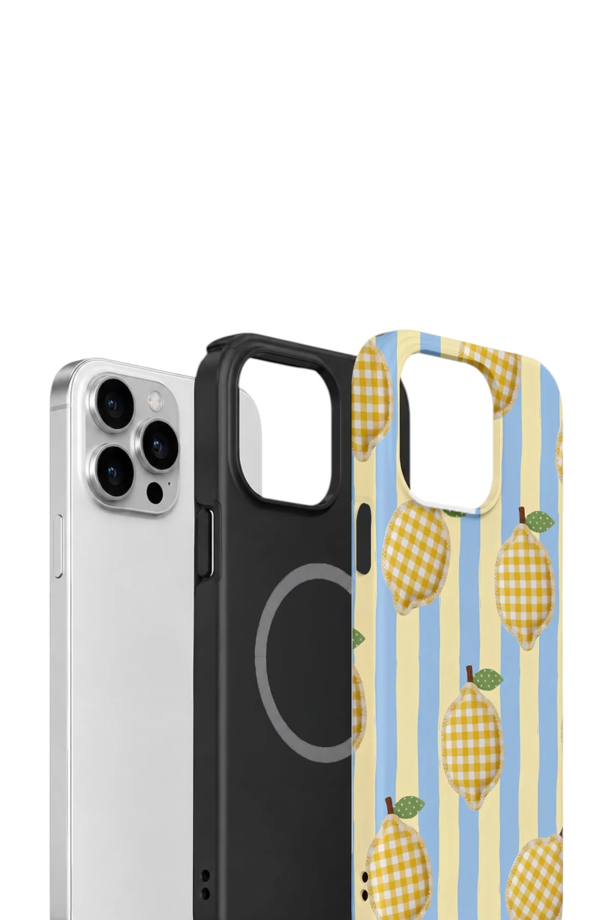 iPhone 12 Pro Max Vorian Çift Katmanlı MagSafe Kılıf Gingham Lemon Grove