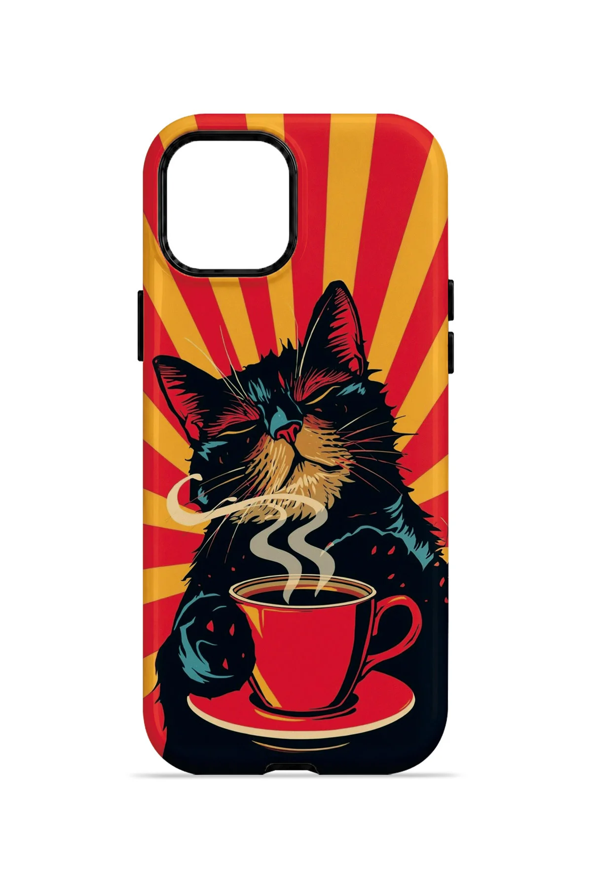 iPhone 12 Pro Max Vorian Çift Katmanlı Kahve Molası Kedi Kılıf - Görsel 4