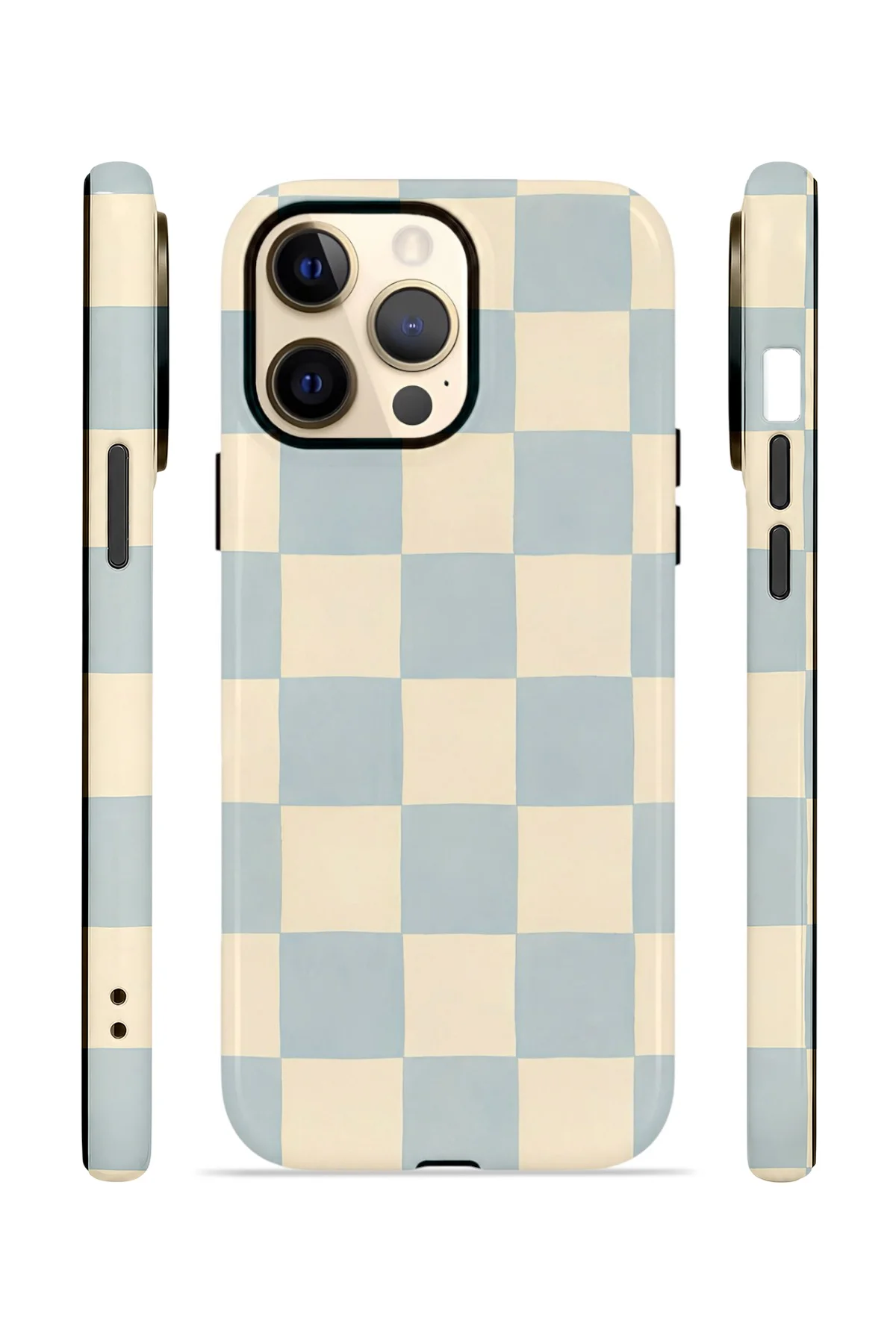 iPhone 12 Pro Max Vorian Çift Katmanlı Kılıf Powder Blue Checker