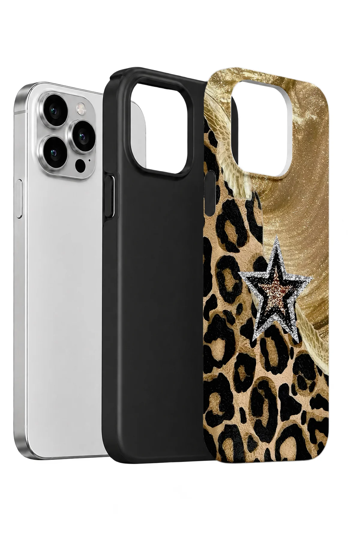 iPhone 12 Pro Max Vorian Çift Katmanlı Altın Leopar Yıldız Kılıf iPhone 12 Pro Max Vorian Çift Katmanlı Altın Leopar Yıldız Kılıf - Görsel 2
