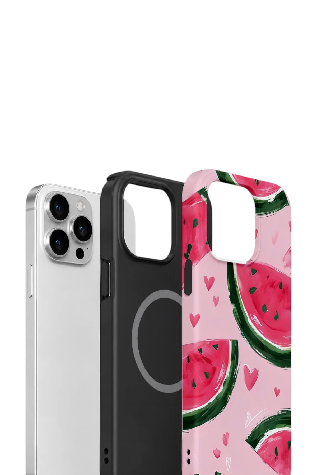 iPhone 12 Pro Max Vorian Çift Katmanlı MagSafe Kılıf Watermelon Hearts