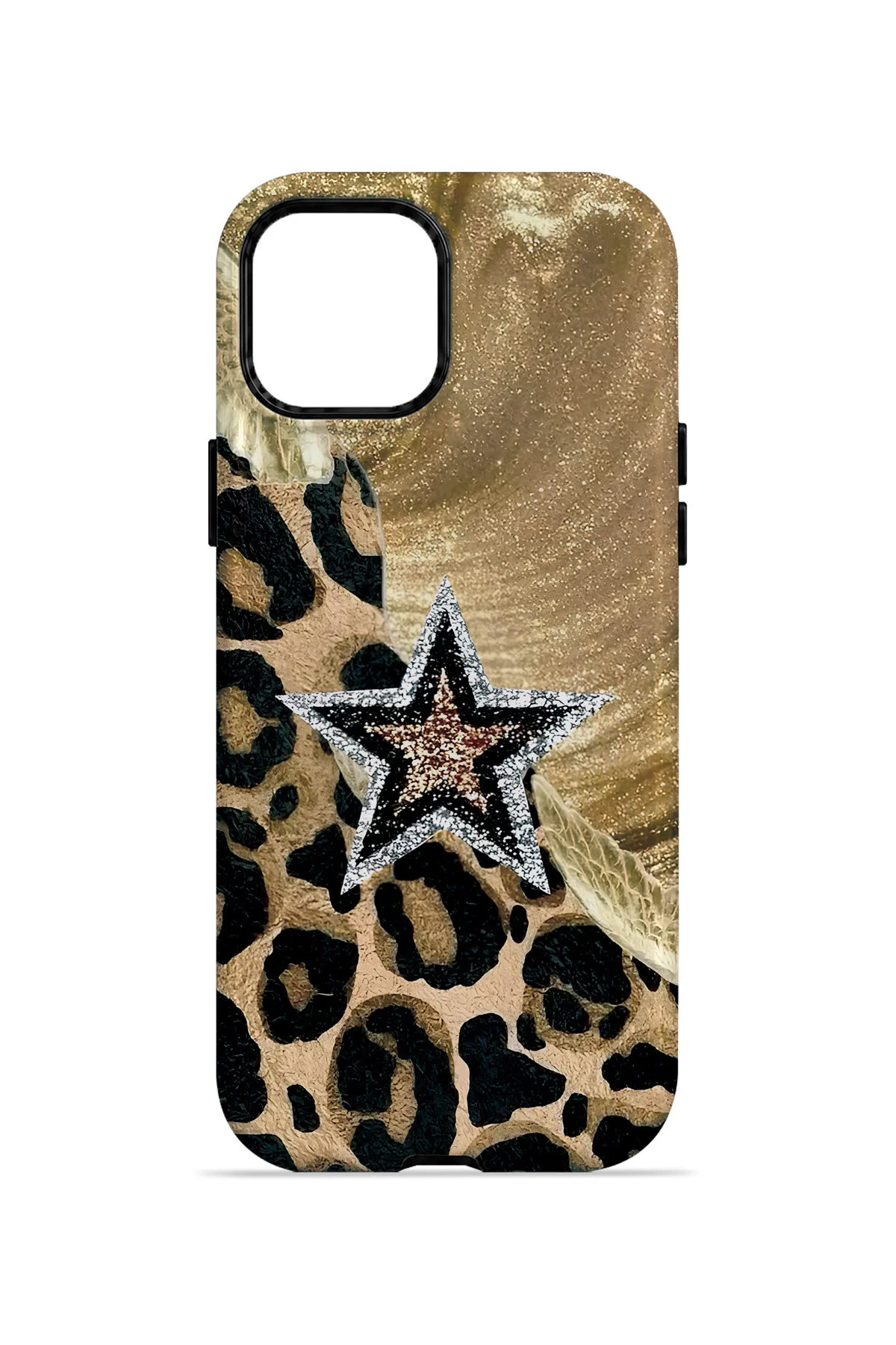 iPhone 12 Pro Max Vorian Çift Katmanlı Altın Leopar Yıldız Kılıf iPhone 12 Pro Max Vorian Çift Katmanlı Altın Leopar Yıldız Kılıf - Görsel 4