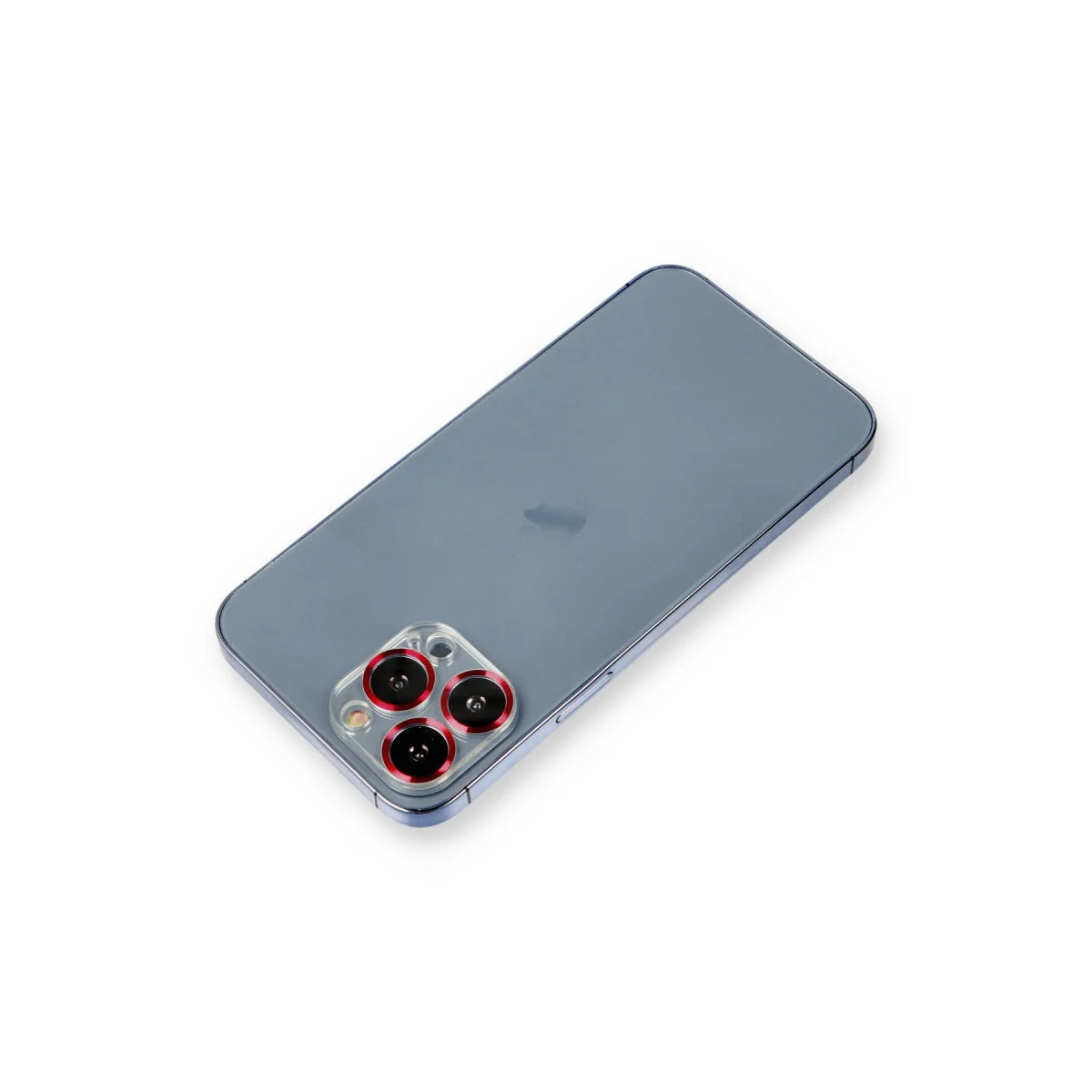 iPhone 12 Pro Metal Kamera Lens Koruma Camı - Estetik Kırmızı ve Kırılmaz Koruma