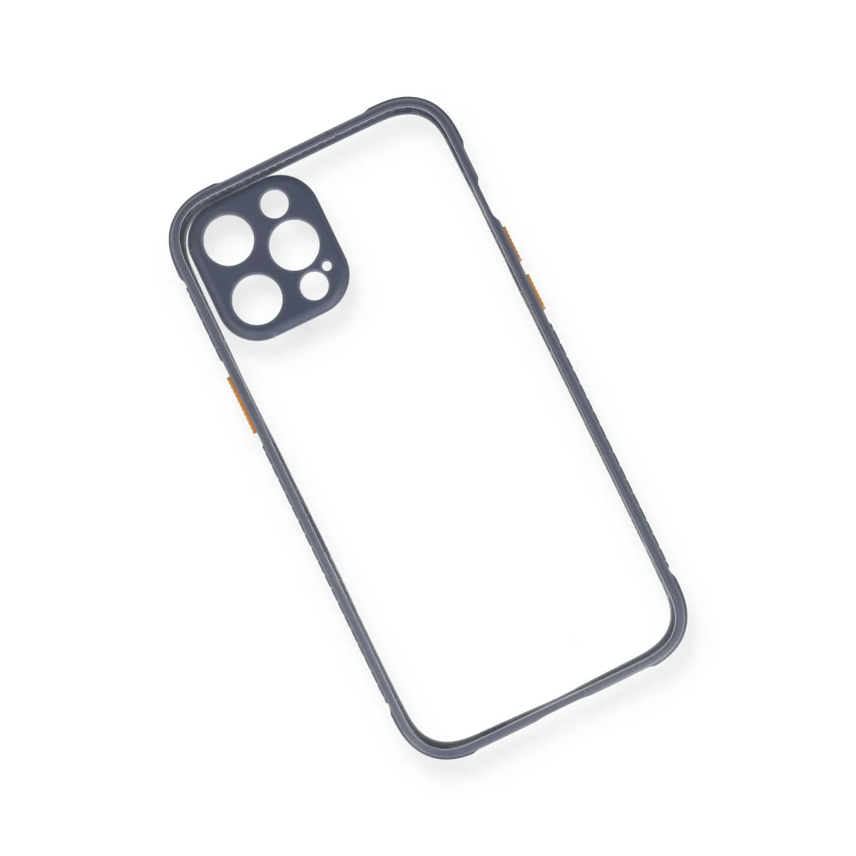 iPhone 12 Pro Miami Silikon Kılıf - Şeffaf Gri Korumalı Kılıf