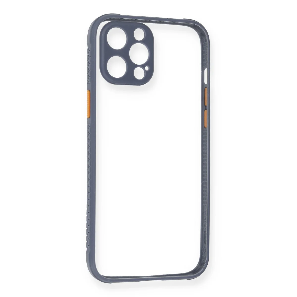 iPhone 12 Pro Miami Silikon Kılıf - Şeffaf Gri Korumalı Kılıf
