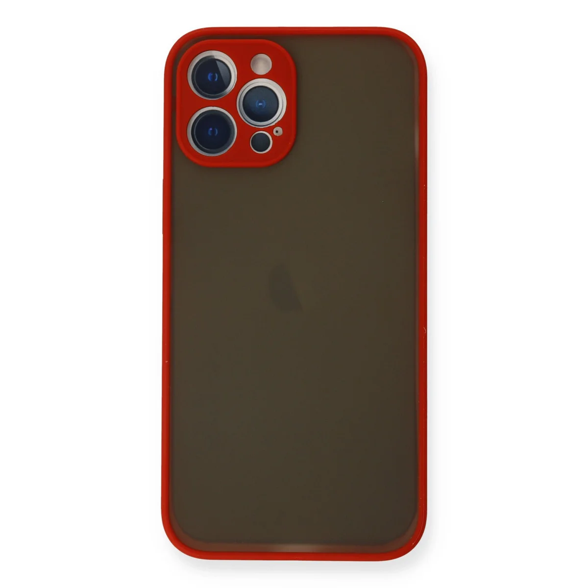iPhone 12 Pro Montreal Silikon Kılıf - Kırmızı, Kamera Korumalı, Mat