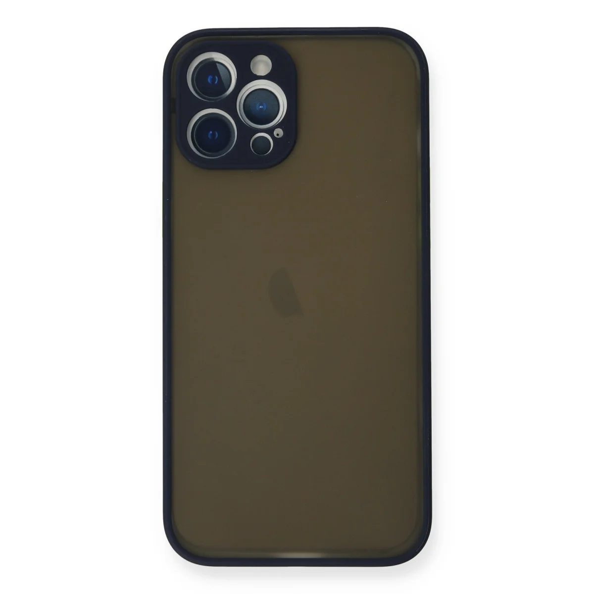 iPhone 12 Pro Montreal Silikon Kılıf - Kamera Korumalı, Mat Arka Panel, Çizik Dirençli Lacivert