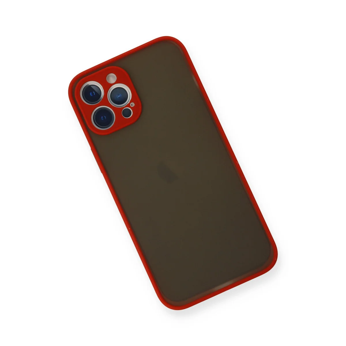 iPhone 12 Pro Montreal Silikon Kılıf - Kırmızı, Kamera Korumalı, Mat