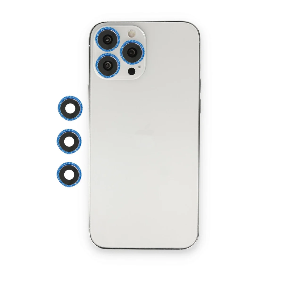 iPhone 12 Pro Shine Kamera Lens Mavi - Estetik ve Dayanıklı Kamera Kalkanı
