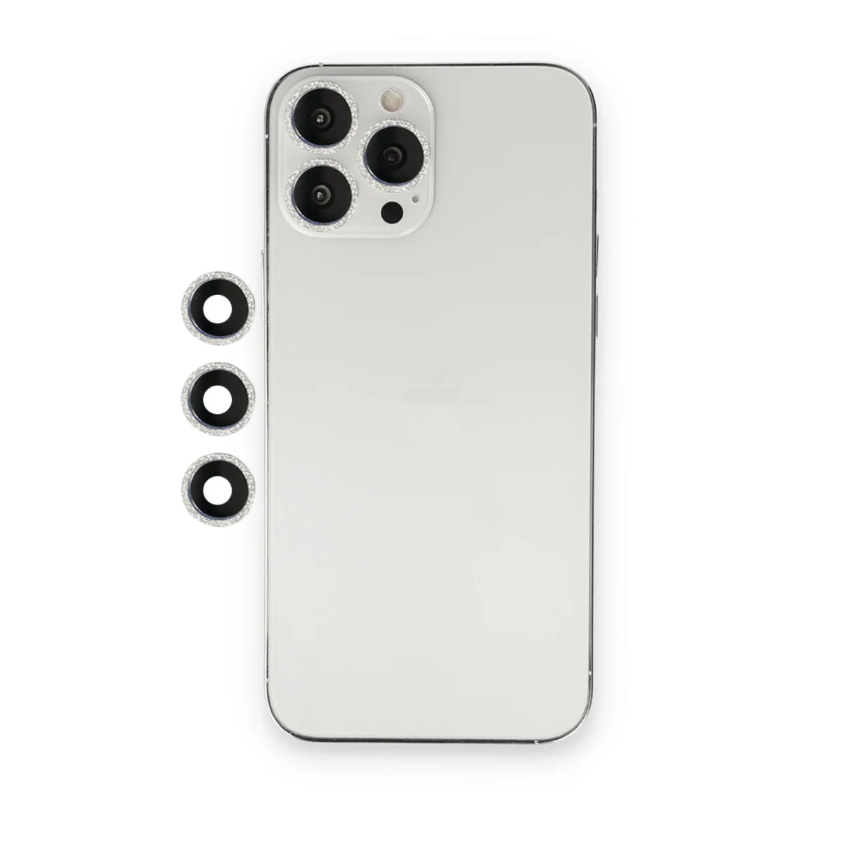 iPhone 12 Pro Shine Kamera Lens Kalkanı - Gümüş, Optik Kalite ve Dayanıklılık