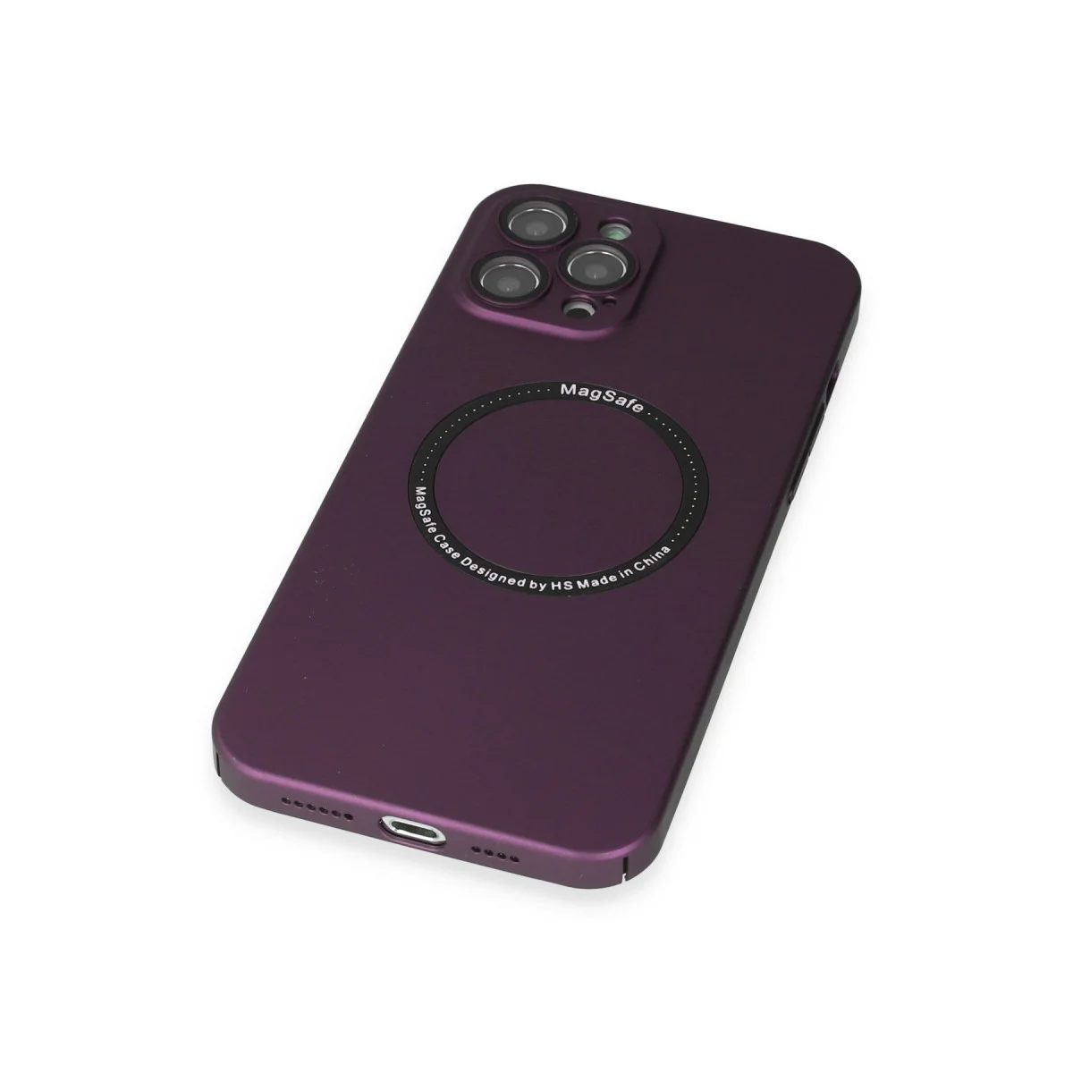 iPhone 12 Pro Silikon Kılıf Magsafe Lens Kılıf Mürdüm - Kablosuz Şarj ve Tam Koruma