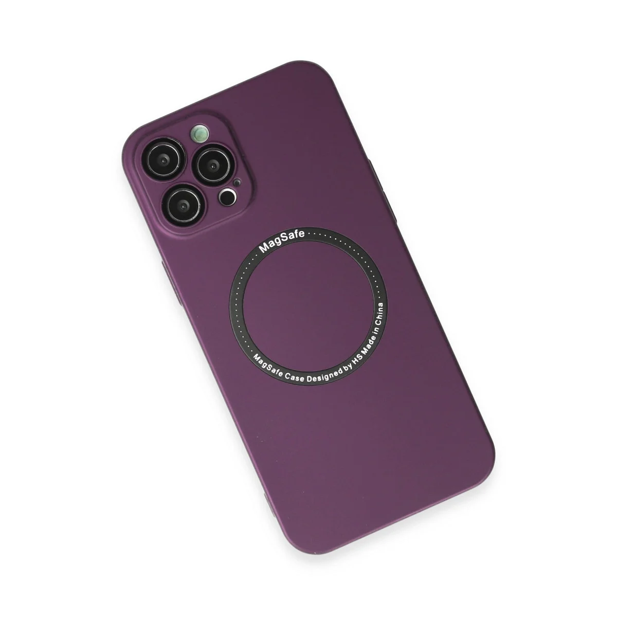iPhone 12 Pro Silikon Kılıf Magsafe Lens Kılıf Mürdüm - Kablosuz Şarj ve Tam Koruma