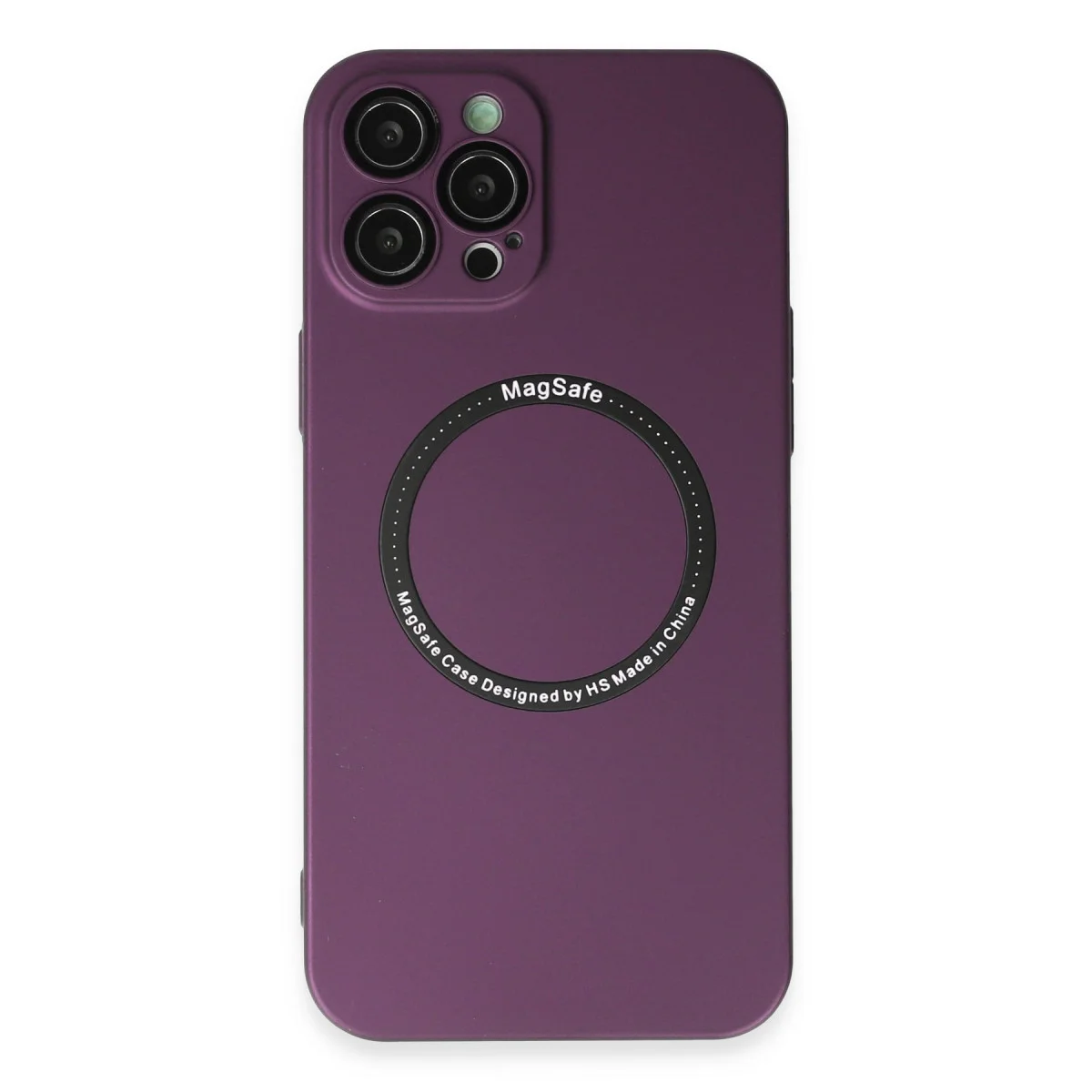 iPhone 12 Pro Silikon Kılıf Magsafe Lens Kılıf Mürdüm - Kablosuz Şarj ve Tam Koruma