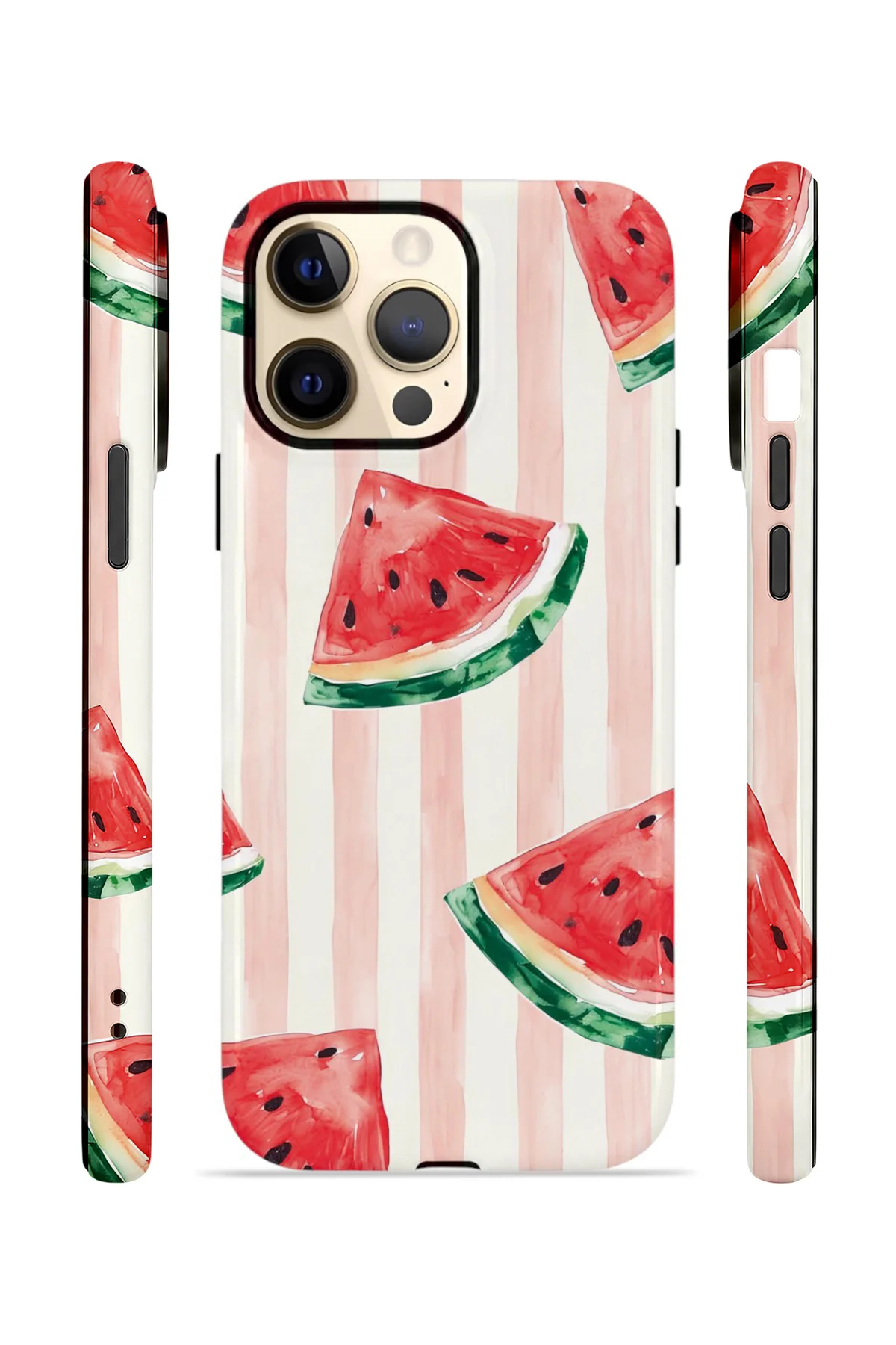 iPhone 12 Pro Vorian Çift Katmanlı MagSafe Kılıf Watermelon Blush Stripe