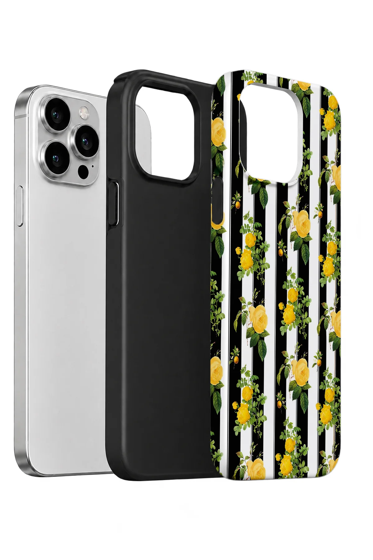 iPhone 12 Pro Vorian Çift Katmanlı Sari Gül Serit Kılıf - Görsel 2