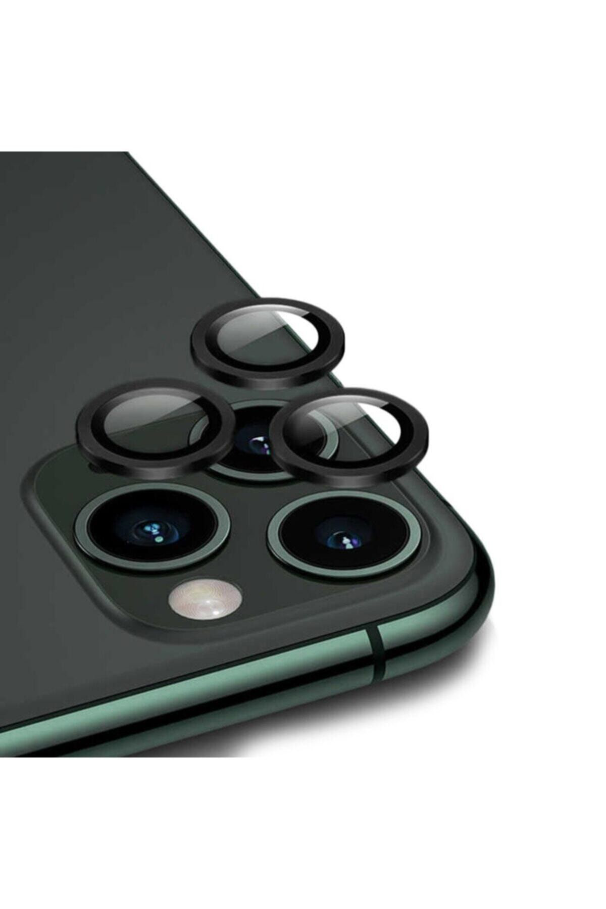 Iphone 12 Promax Uyumlu Mercek-lens Kamera Koruması Koyu Siyah Re